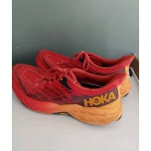 Hoka Vibram Trail Running Shoes Lightweight Cushioned Red Orange Size